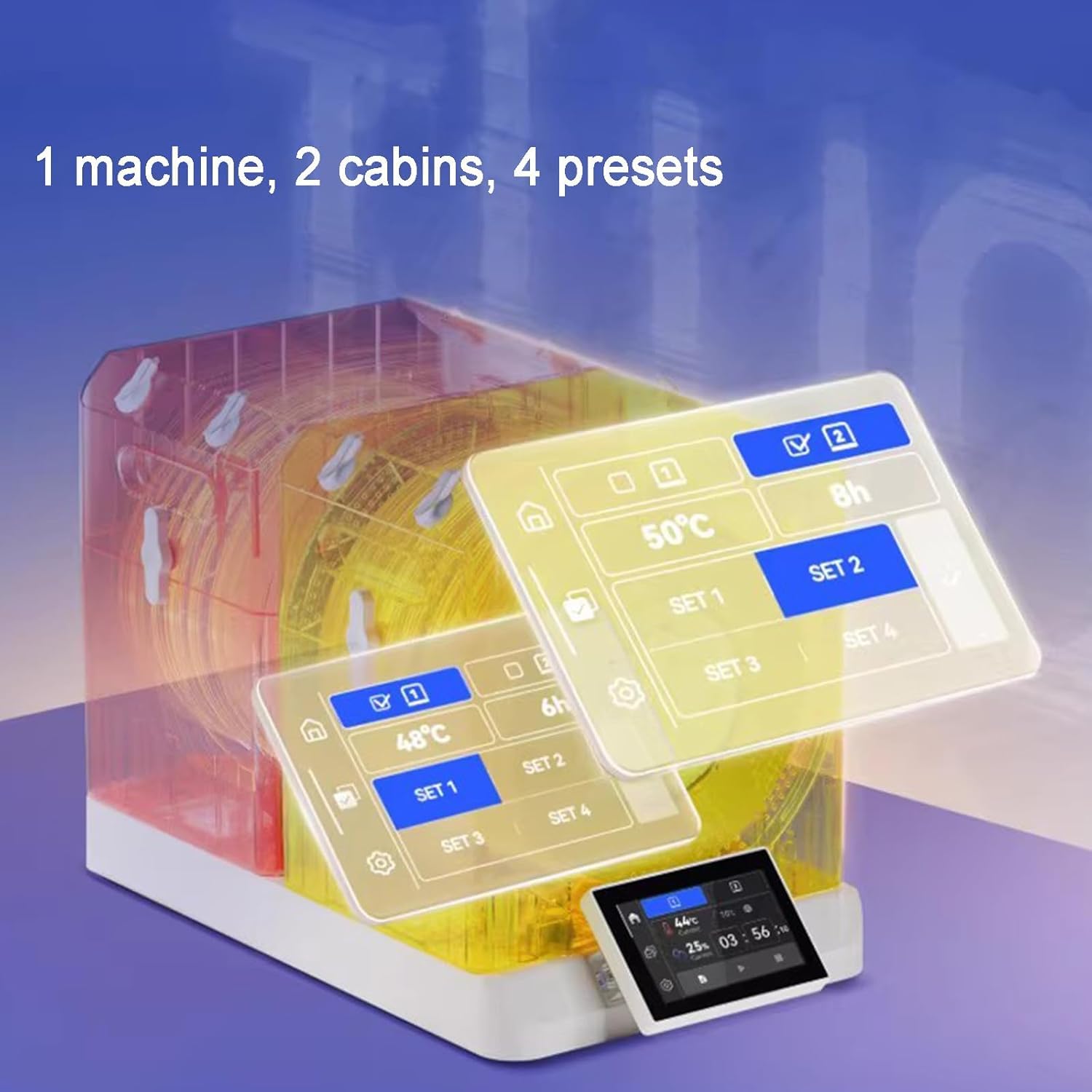Secador De Filamento Para Impresora 3d, Caja De Almacenamiento Deshidratadora De Filamento Para 4 Bobinas, Para Almacenamiento De Filamento De 1,75 Mm, 2,85 Mm Y 3 Mm, Temperatura De 45-70 ℃