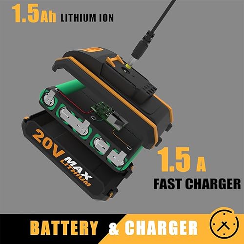 Miniatura 2 de Taladro inalámbrico de 20 V, juego de taladro eléctrico de 38 pulgadas con batería y carga, velocidad variable, ajuste de par 25+1 con luz de