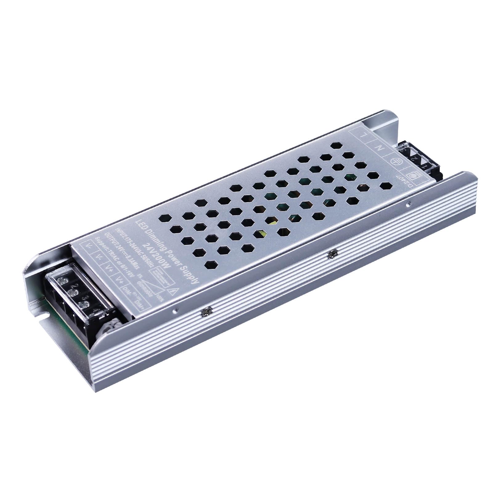 BENLUN Alimentatore LED 24V 8,5A 200W, Trasformatore Dimmerabile IP20, CA 220V a CC 24V Power Supply a Tensione Costante per Striscia LED