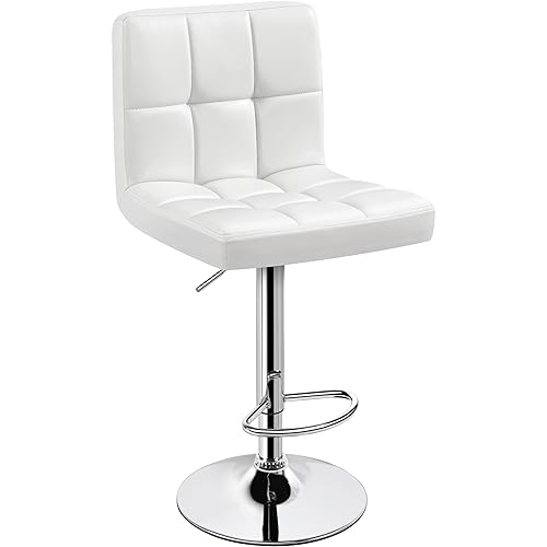 Yaheetech Single Bar Stool, PU Leather Adjustable Swivel Barstools, Armless