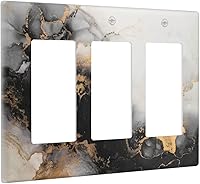 Vista 106 de Cubierta de Placa de Pared de 2 Pandillas de Mármol Abstracto, Placa Frontal de Interruptor de Luz Eléctrico Decorativa en Azul Marino y Oro