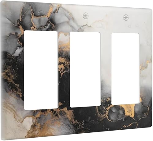 Miniatura 106 de Cubierta de Placa de Pared de 2 Pandillas de Mármol Abstracto, Placa Frontal de Interruptor de Luz Eléctrico Decorativa en Azul Marino y Oro