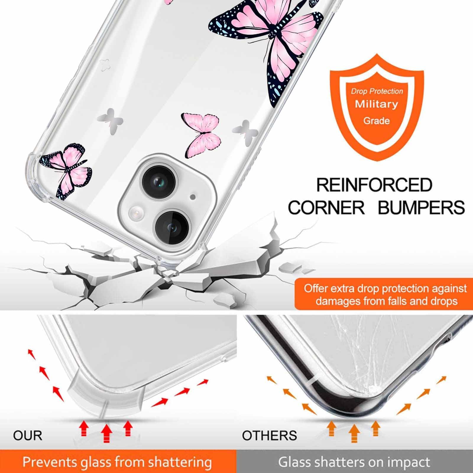 Yoedge Handyhülle Mit Band Für IPhone 14/13 – Blumen-Design, TPU-Silikon & Verstellbare Kordel | Handyband Inklusive
