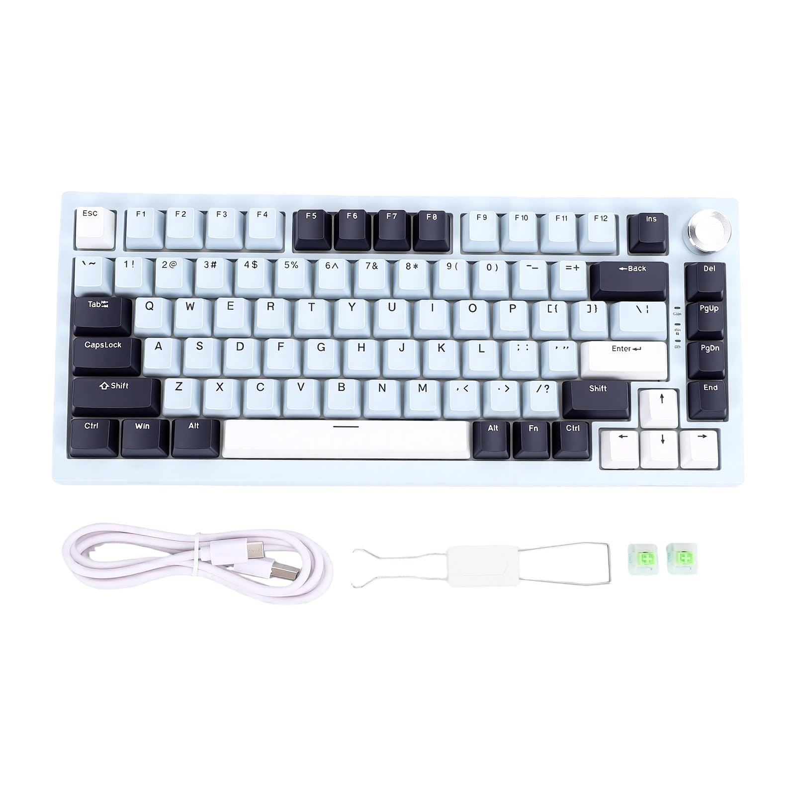 Luocute Tastiera Meccanica Wireless, Layout 81 Tasti 75% con Interruttore POM Blu 16 Milioni di Retroilluminazione RGB PBT Struttura Guarnizione Sostituibile a Caldo, per PC Portatile da (Blu Islanda)