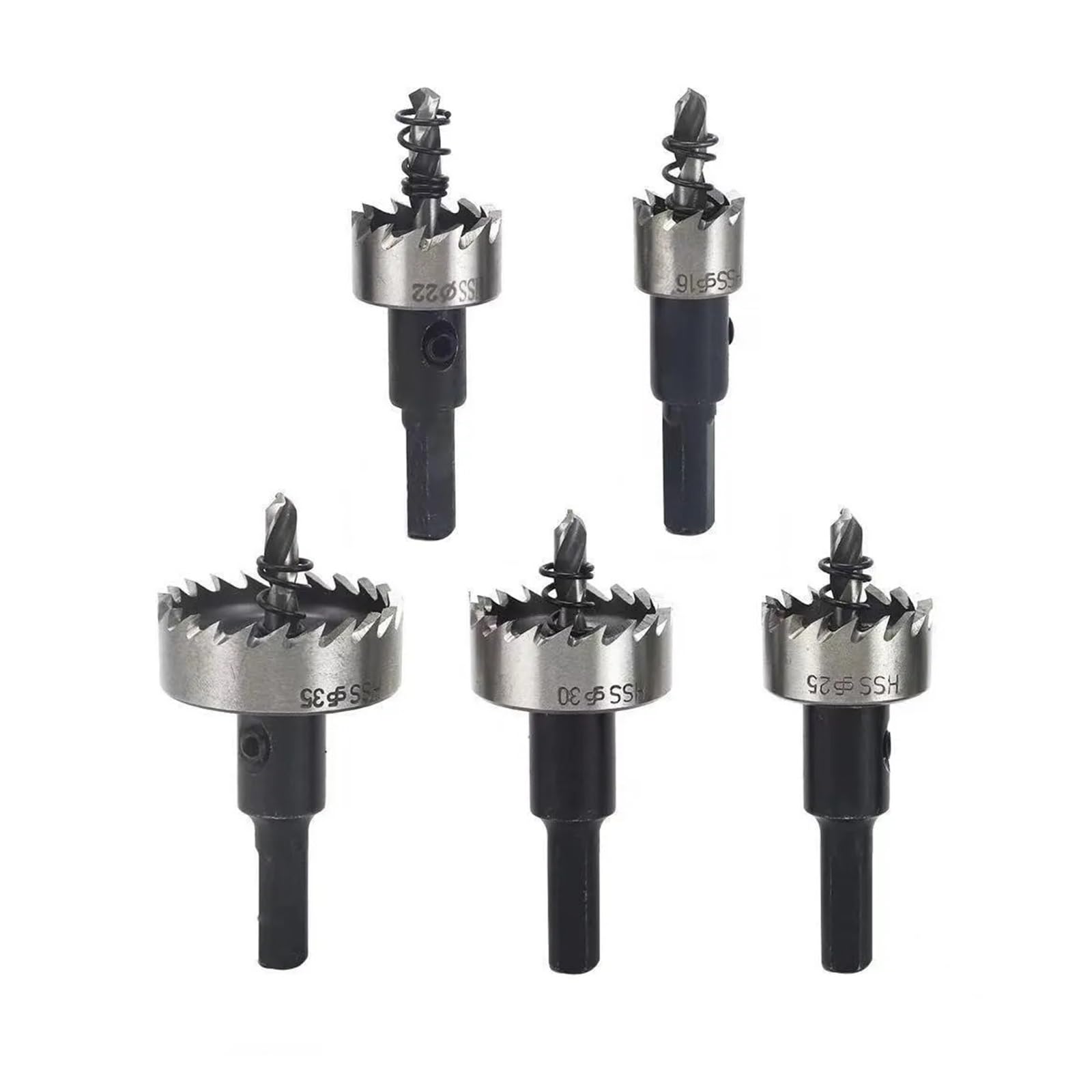 Compatible Con Meikela, Juego De 5 Brocas HSS Con Punta De Carburo For Taladrar Metal Y Madera, Herramienta For Instalar Cerraduras (16/18,5/20/25/30 Mm).(5Pcs(16-30mm))