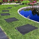 Nicoman Marble Effect 30x30x2.5cm Square Stomp Stone Recycled Rubber Steps Hard Wearing Heavy Duty Outdoor Pathway Tiles- (Graphite, Set of 4)