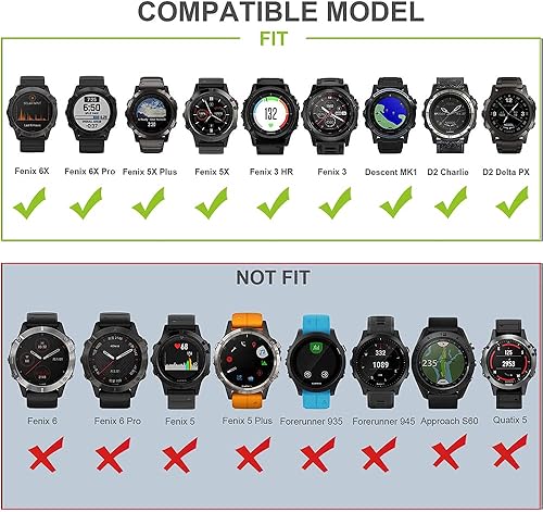 Miniatura 3 de OVERSTEP Compatible con Fenix 5X Band, correa deportiva de 0.066 pulgadas (1.024 in), correa de silicona de repuesto para Garmin Fenix 5X PlusFenix