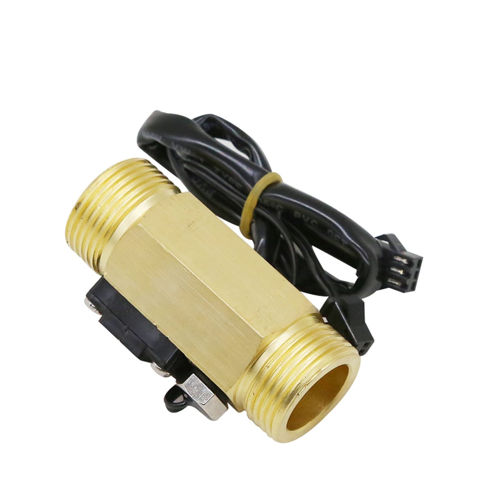 Medidor de caudal de agua, Sensor de Flujo de Agua DN15 DN20, rosca externa de latón de 1,75 MPa, caudalímetro de turbina de pulso, DC5~18V con detección de temperatura(DN20)