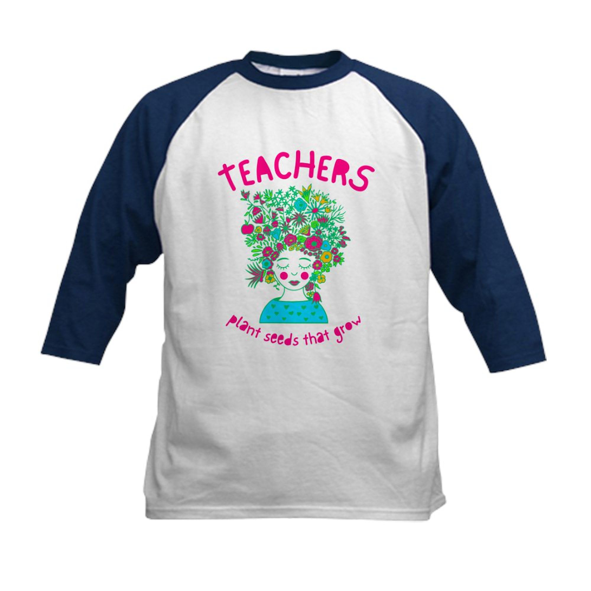CafePress Back to School Teacher Garden Lover T Shirt Kids Baseball T Shirt Kids Cotton Baseball Jersey, 3/4 Raglan Sleeve Navy/White