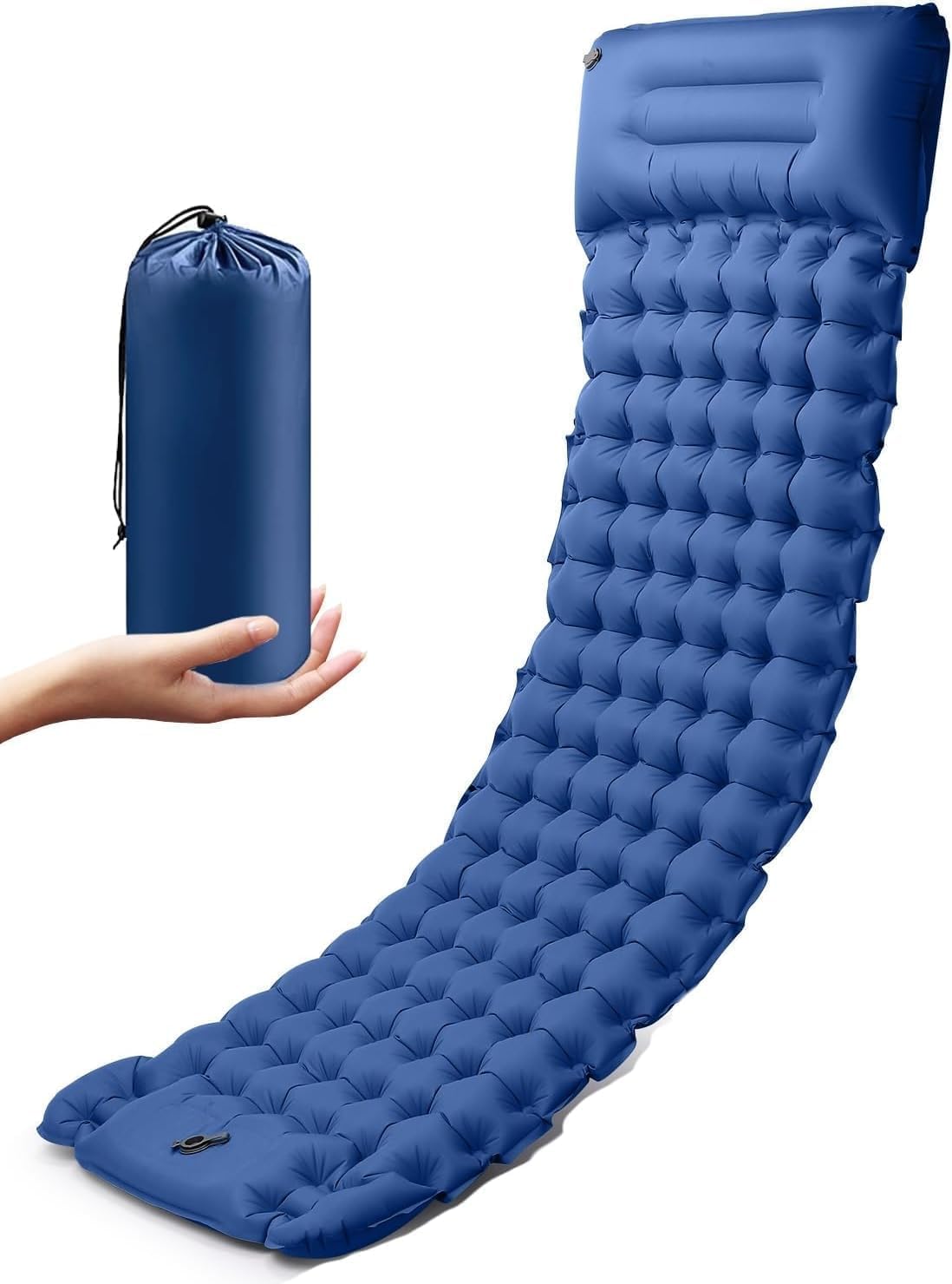 Rantizon Upgraded Self Inflating Camping Mat with Pillow Portable Ultralight Waterproof Self-Inflating Camping Mattress Inflatable Mattress 196 x 70 x 12cm for Hiking Backpacking Outdoor Travel Blue