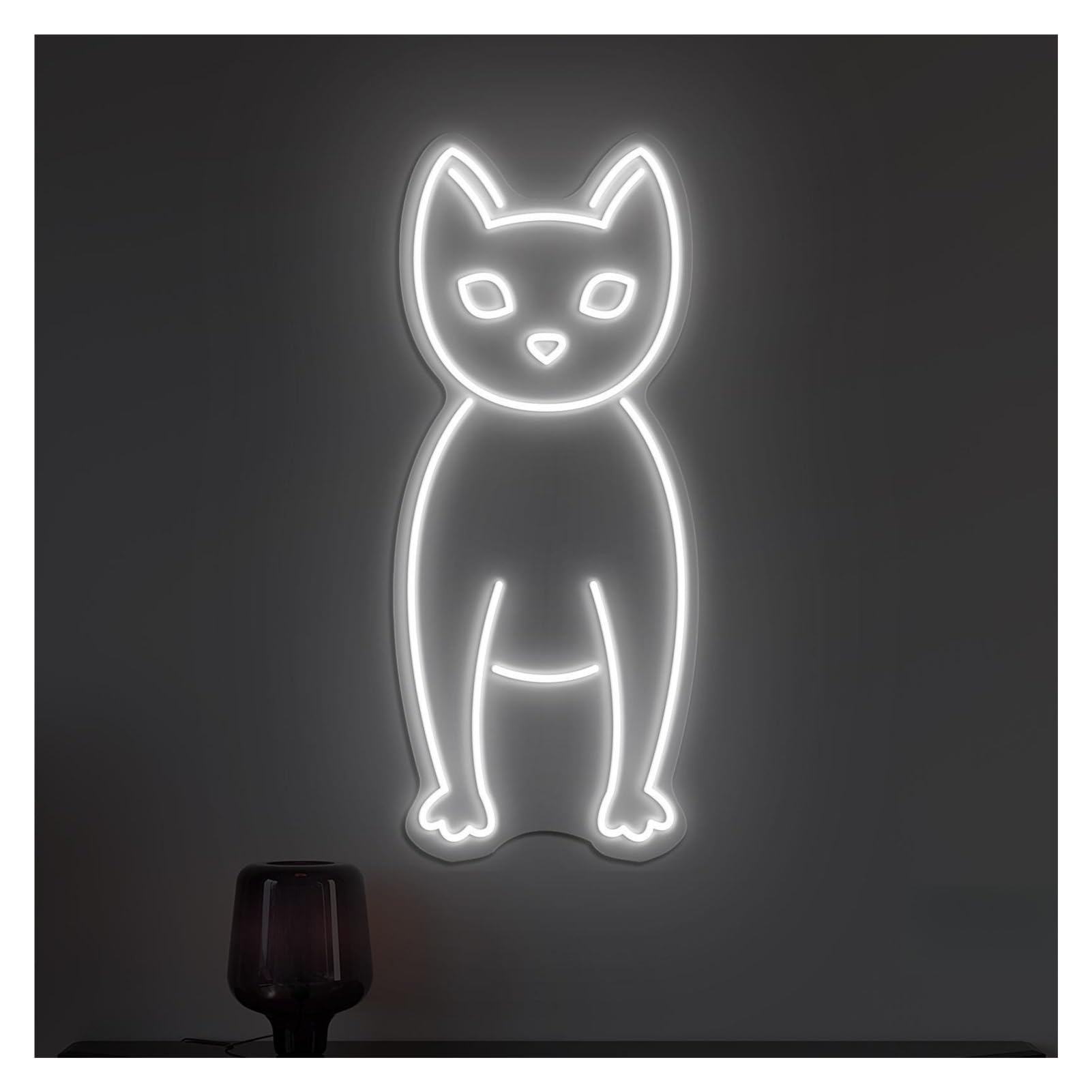 RONGCH Hanging Art Neon Signs Cat Neon Sign, Suitable for Kids Room Wall Decor with Brightness Adjustable 46cm(E)