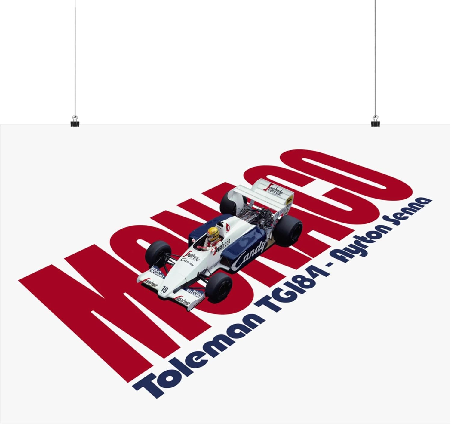 1984 Monaco GP Ayrton Senna Poster | Toleman TG184 3D Wall Art | Formula Racing History Art Print | Best Home, Office, Garage Décor Gift for F1 Fans