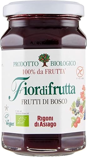 Rigoni di Asiago Fiordifrutta Organic Fruit Spread, bayas silvestres, 8.82 onzas (paquete de 6)