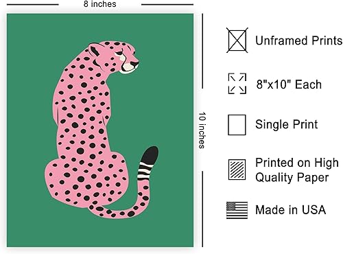 Miniatura 2 de Poster Master Póster de guepardo, estampado de guepardo rosa, arte de leopardo, arte pop, regalo para hombres, mujeres y amantes de los animales,