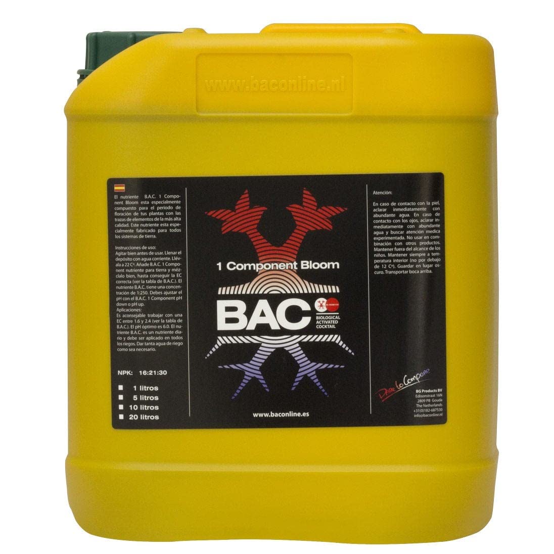 Fertilizante / Abono de Floración para cultivo BAC 1 Component Soil Bloom (5L)