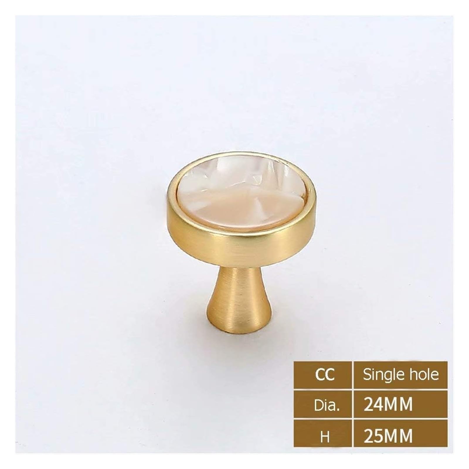 Złote uchwyty do szuflad i szaf, 8 szt. Gałki do szafek Haki ścienne ze śrubami Wielokolorowe o średnicy 24-31 mm(Golden Zinc Alloy+yellow Jade,Diameter:24mm)