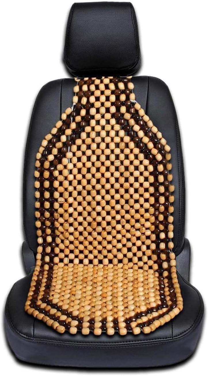 Wood Beaded Comfort Seat Cushion Seat Cover- Double Strung Ultra Comfort Massaging Car Seat Cushion for Car, Truck, or Office Chair