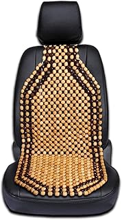 Zento Deals Wood Beaded Comfort Seat Cushion Seat Cover- Double Strung Ultra Comfort Massaging Car Seat Cushion for Car, Truck, or Office Chair