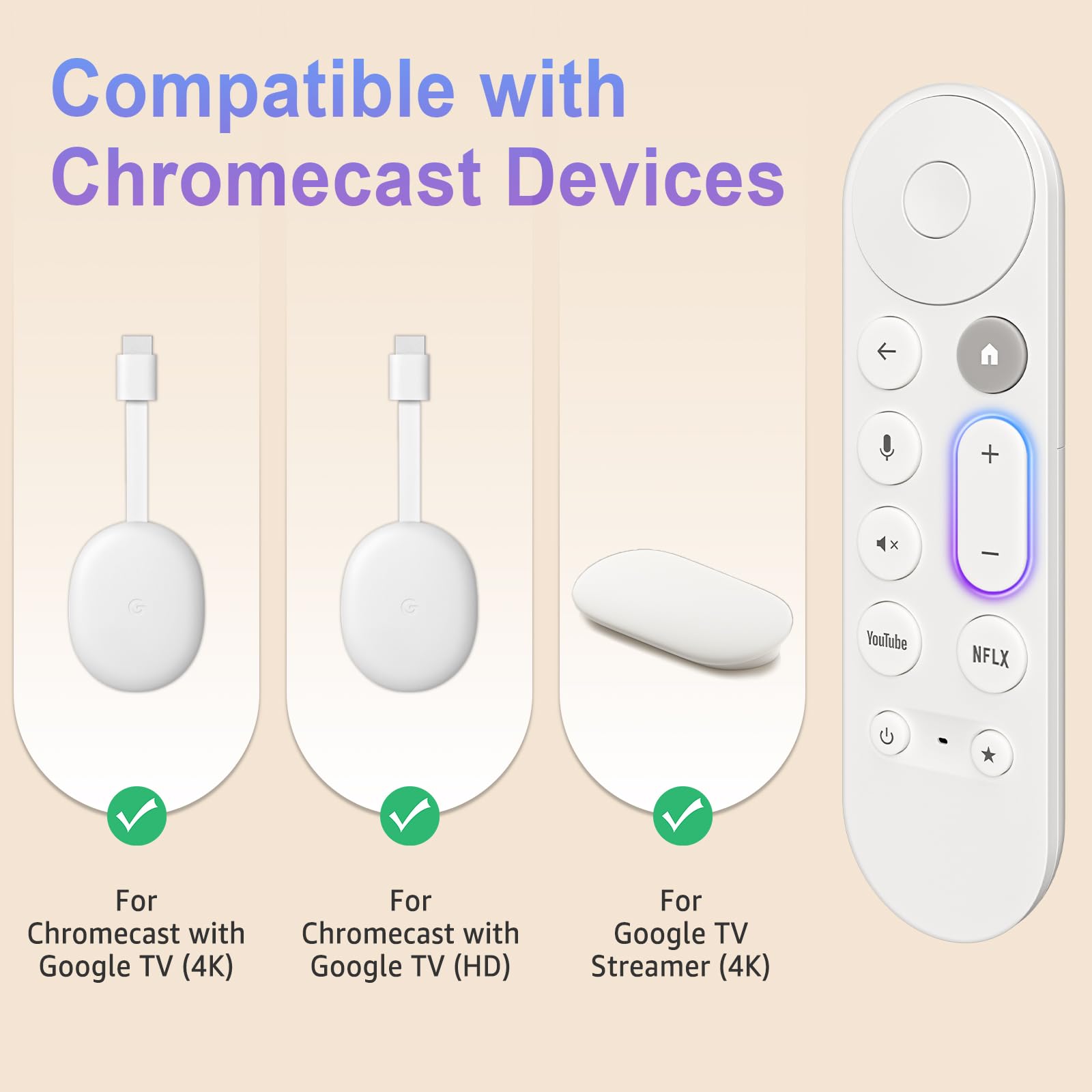 Telecomando Sostitutivo Google Chromecast 4K Snow - Controllo