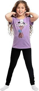 طقم بيجامة مكون من تيشرت وبنطلون قطني لطيف للبنات هوم لاونج من قطونيل