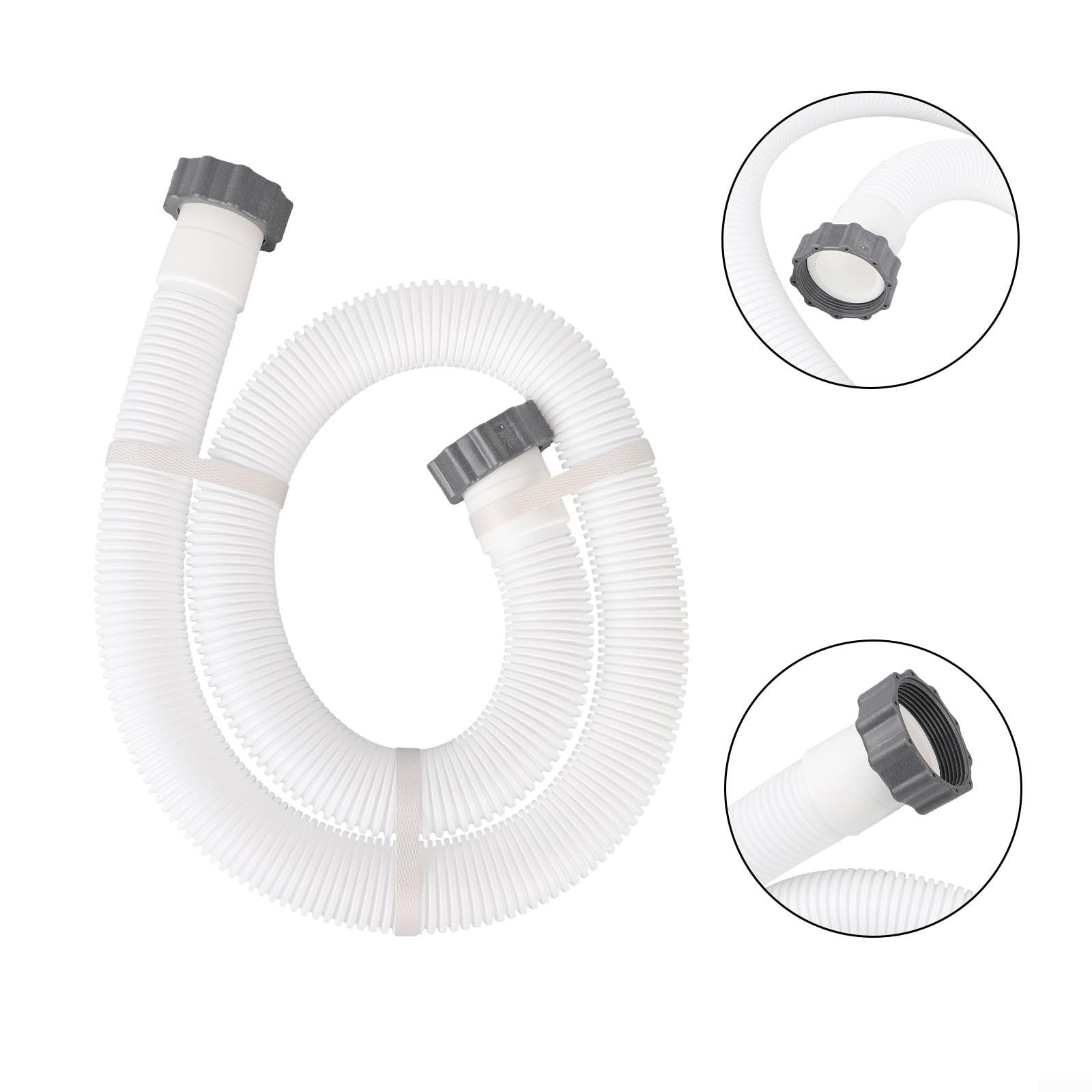 Tubo flessibile di ricambio per piscine Intex con lati morbidi, diametro 159 cm, diametro 3,8 cm, set di dadi e dadi per pompa filtrante da 1500 GPH, compatibile con modello 29060E