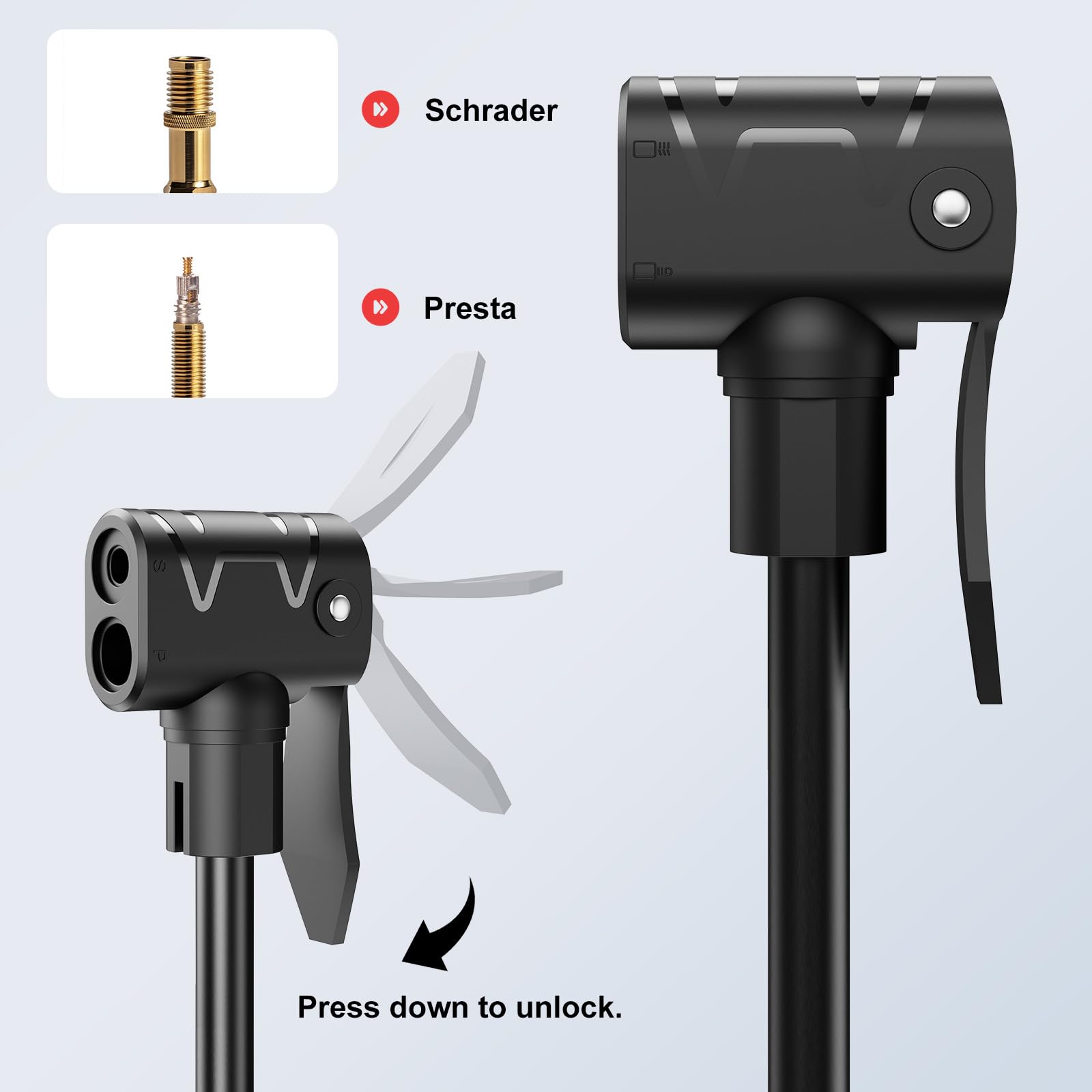 Bike Pump, 25” Height Full Size Bicycle Pump with 160 PSI High Pressure, Bike tire Pump with Presta and Schrader Valve, Bike Air Pump for Bike Tires, Balls and Swimming Ring,Bike Pumps with Psi Gauge…