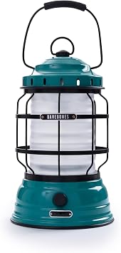 Barebones Forest Lantern Teal, Vintage Rechargeable LED Lantern with Adjustable Brightness Battery Operated Camping Light for Outdoor Adventures, Backyard Gatherings, and Emergency Use