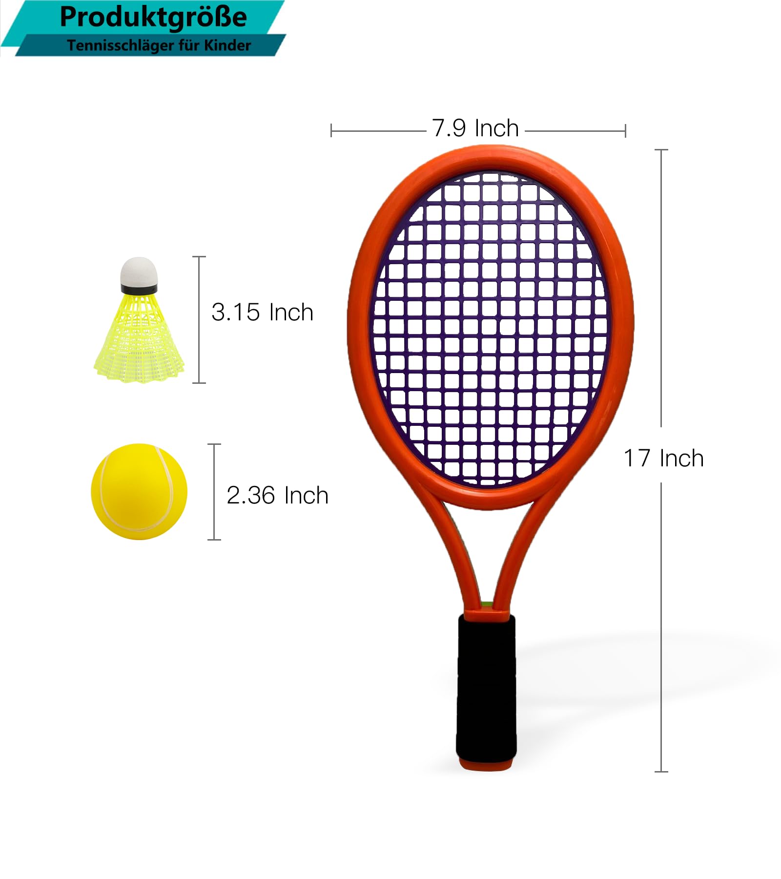 Kinder Tennisschläger mit Tragetasche,4 weiche Trainingsbälle und 6 Badminton Birdies,Tennisschläger Geschenkset für Kinder Outdoor Indoor Sport