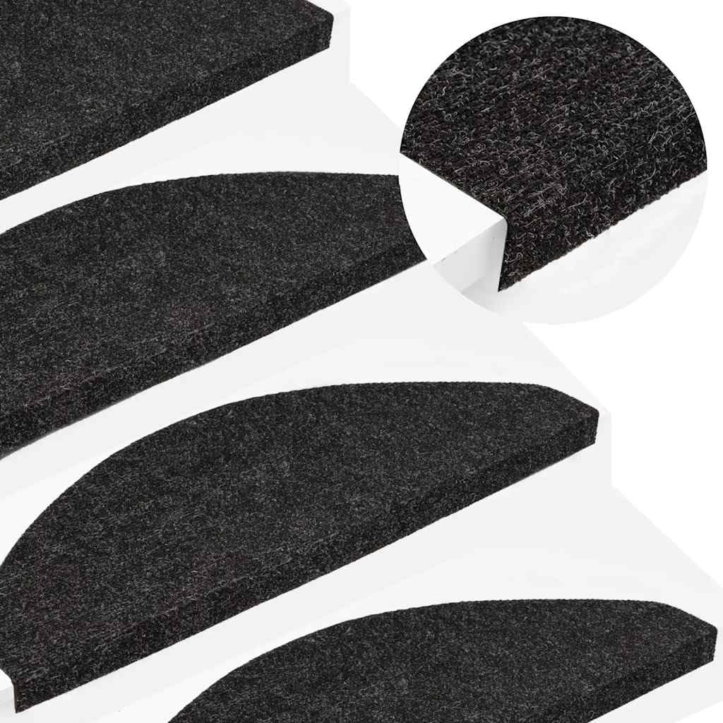 Alfombrillas autoadhesivas de fieltro punzonado, 15 unidades, 65 x 22,5 x 3,5 cm, color antracita