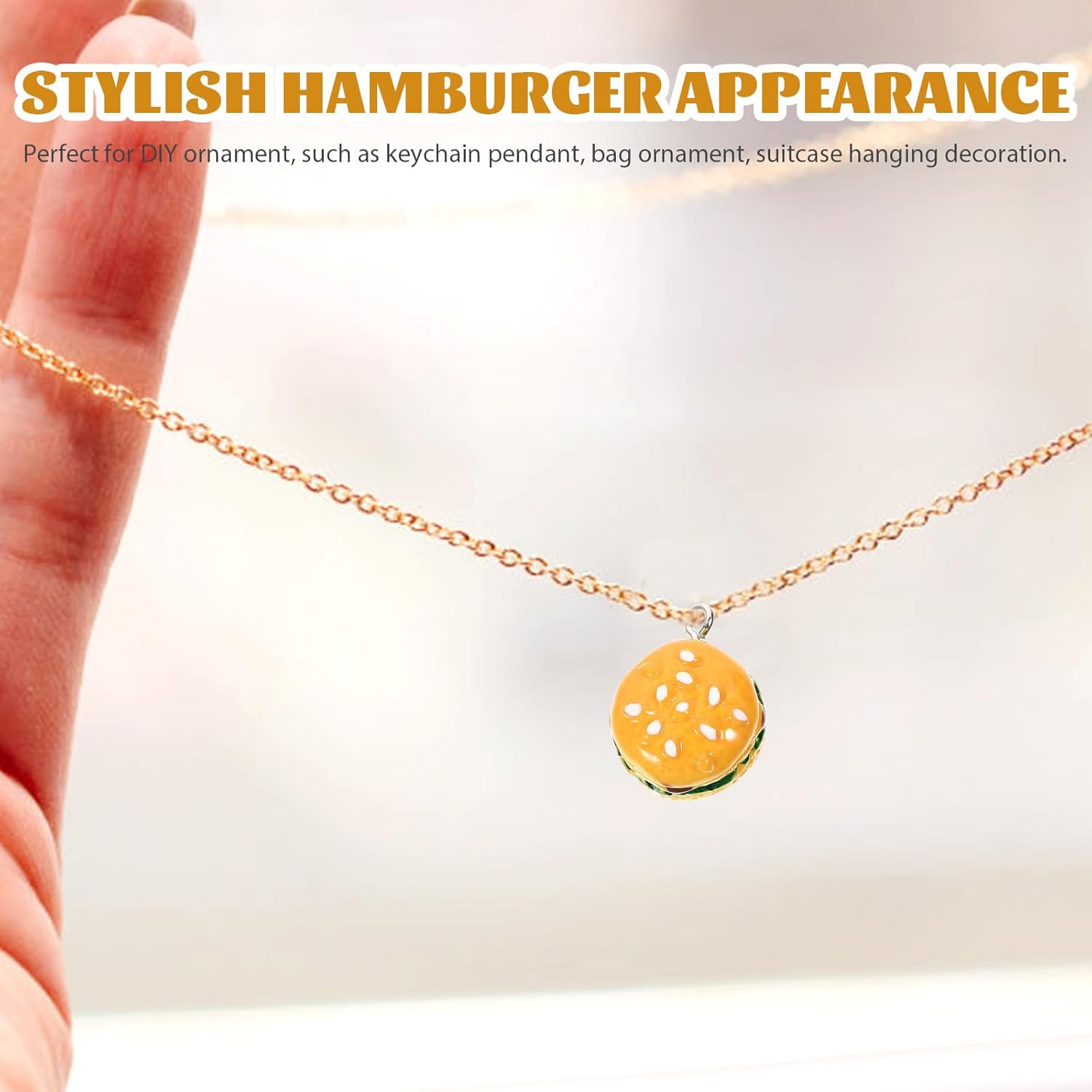Resin Hamburger Charms Set 10Pcs 0.78In Diy Jewelry Making Keychain Bag Pendant Lightweight Craft Accessories - Image 6