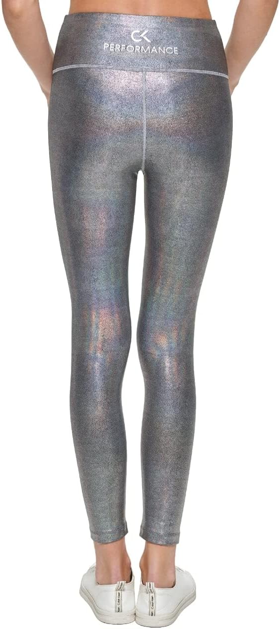Calvin Klein Performance Women's Printed High Waist 7/8 Legging Tight, Luster Silver, Small - Image 4