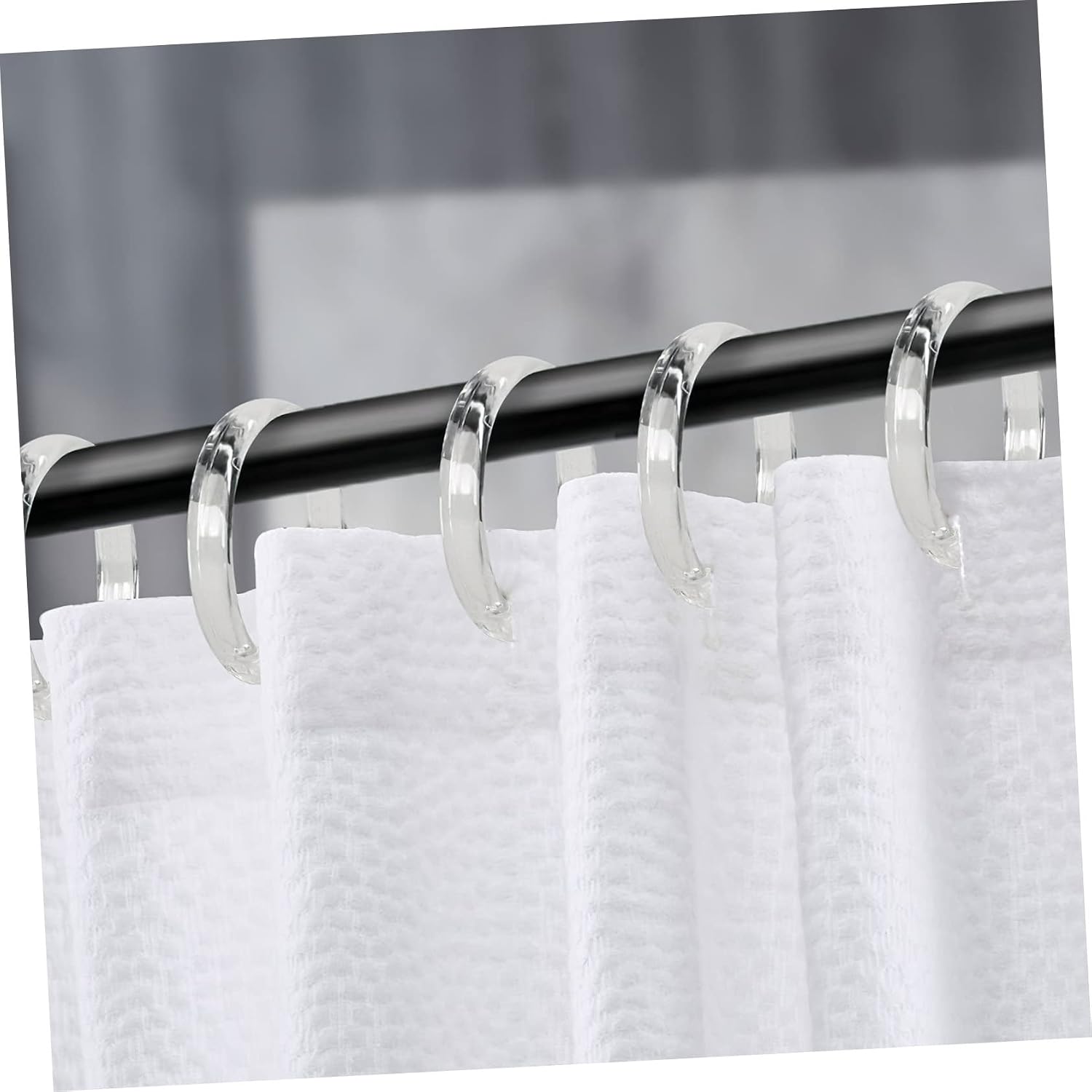 36pcs Shower Curtain Hooks Transparent Decorative for Bathroom Easy to Install Fits Standard Shower Rods Lightweight and Design
