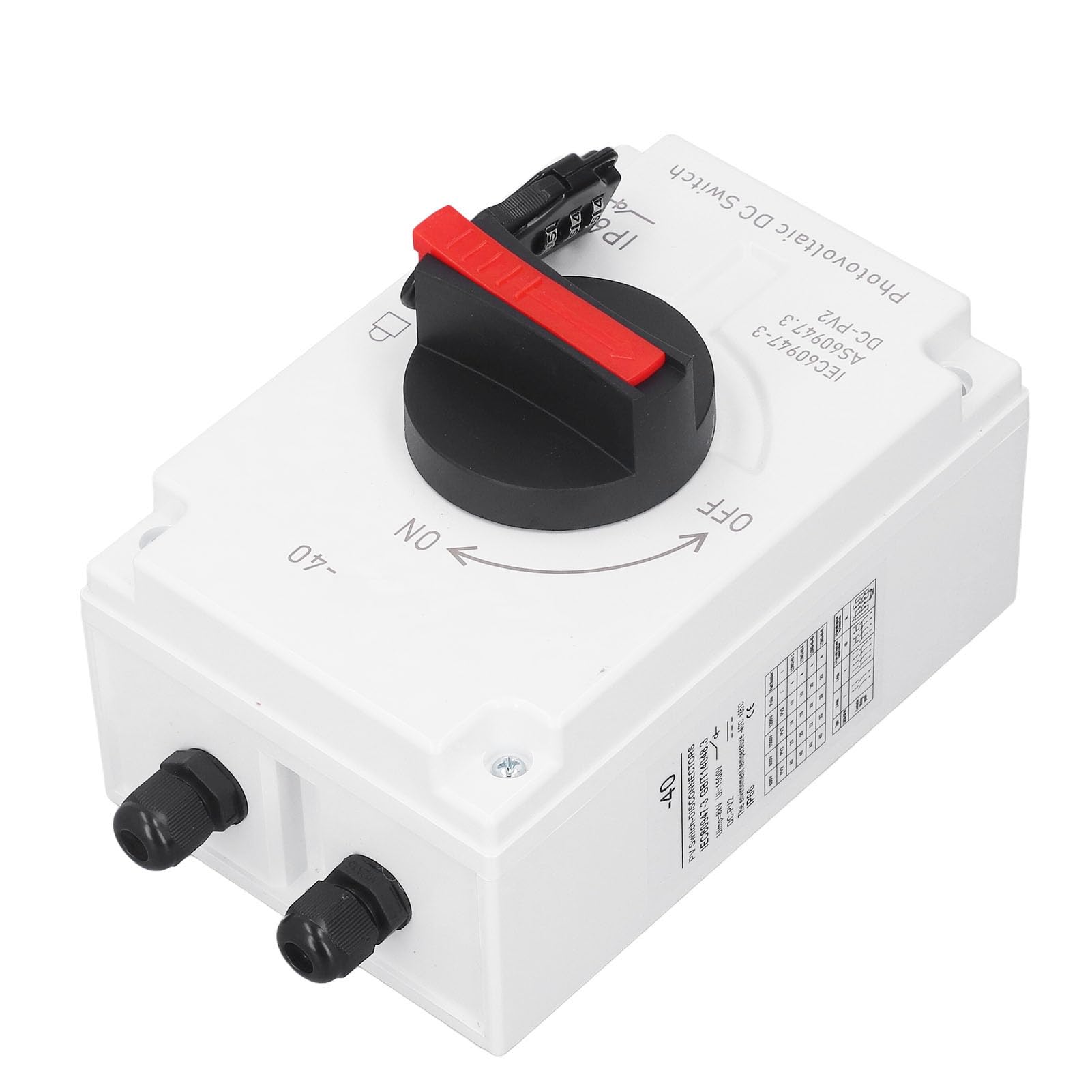 Interruttore CC Fotovoltaico DC1000V 32A, Interruttore Isolatore CC Fotovoltaico Sezionatore Isolatore IP66 Griglia di Estinzione Magnetico Impermeabile per Sistemi Solari