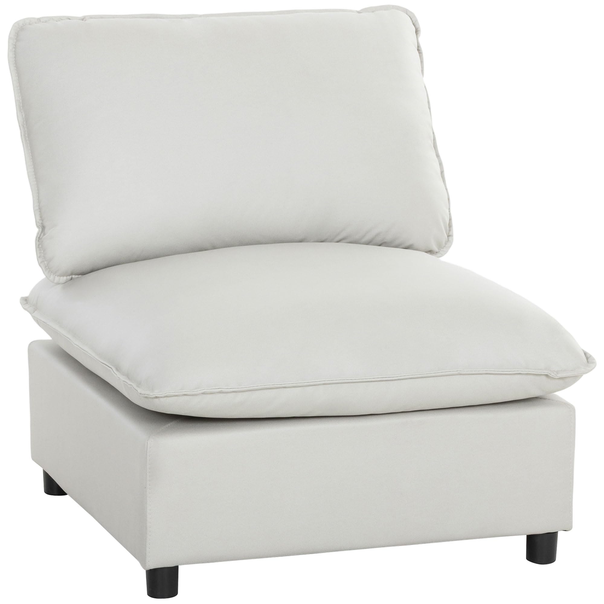 HOMCOM Fauteuil Lounge Modulaire en Cuir Synthétique Rembourré 74 cm Gris