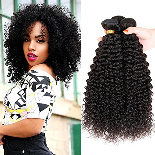 Kaisheng 8A Brazilian Curly Virgin Hair Kinky Curly Hair 4 Bundles Unprocessed Jerry Curly Weave Weft Human Hair Extensions Natural Black Color (18 18 20 20)…