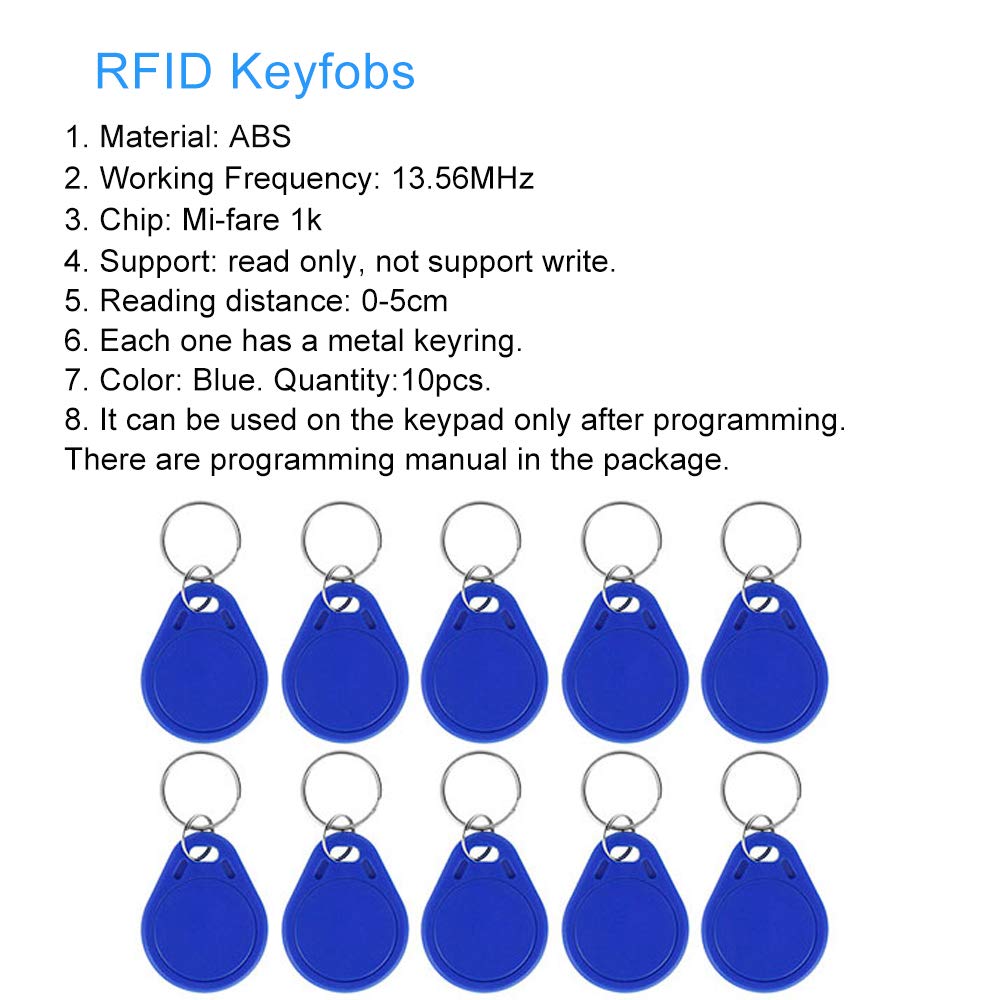Wodoodporny system kontroli dostępu do drzwi DC12V IP68 RFID, 3000 użytkowników+10 Keyfo Niebieski (IC 13,56MHz)