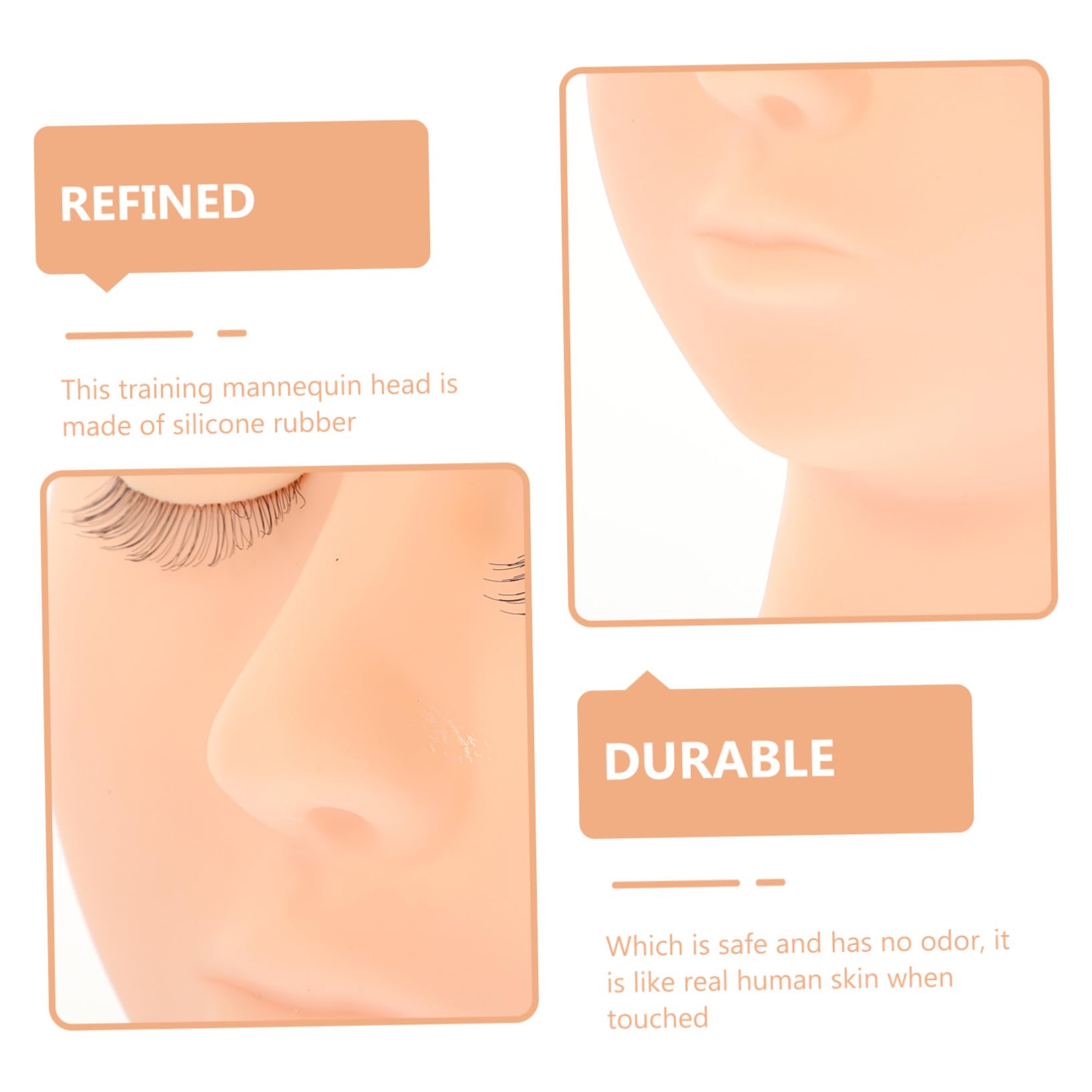 Wimpern Übungskopf mit Abnehmbarem Augenlid, Silikon, Rosa, 1 Satz