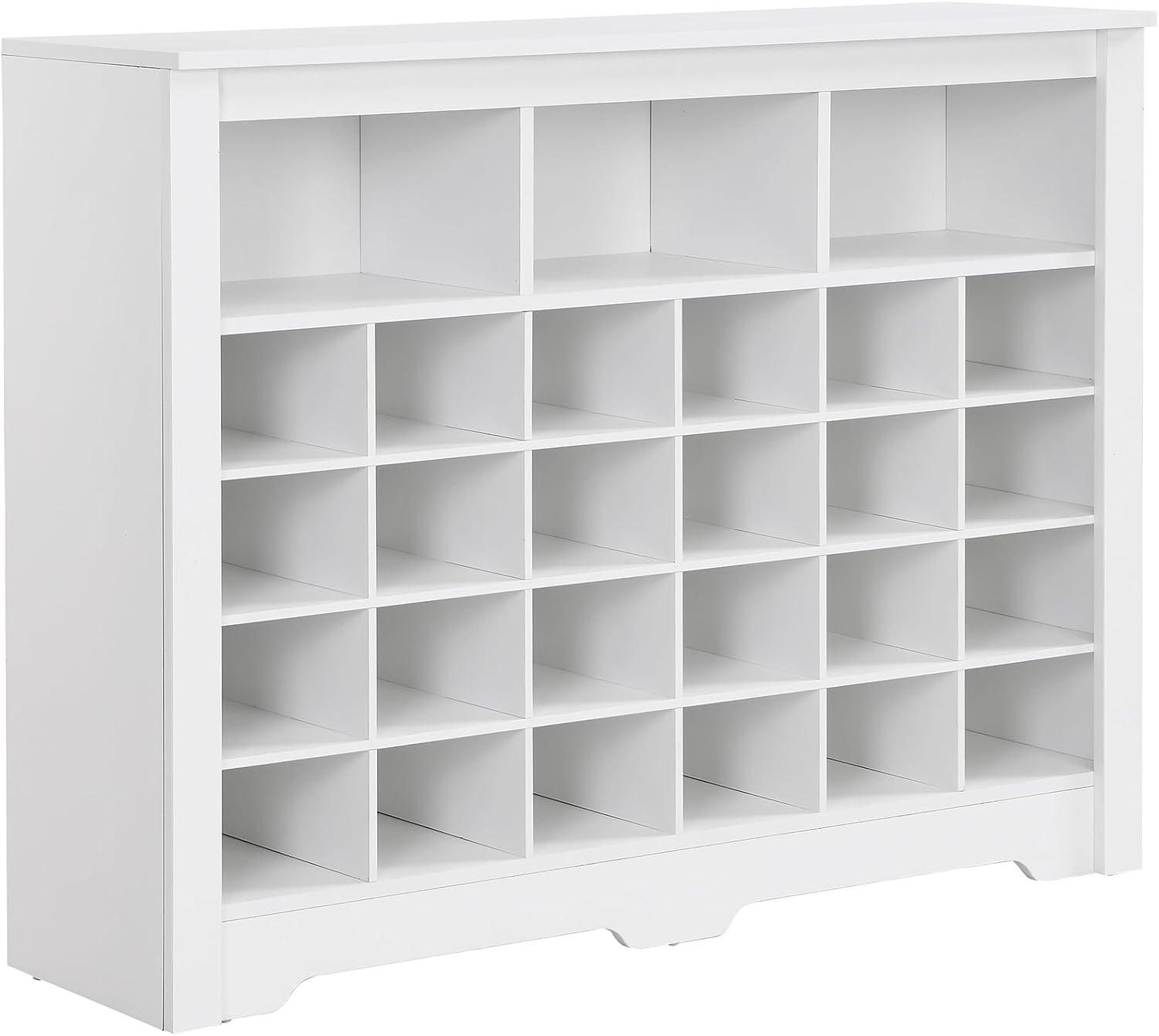 24 Shoe Cubby Console Shoe Cabinet with Curved Base, Freestanding Shoe Rack Shoe Storage Organizer for Hallway, Bedroom, Living Room (White)