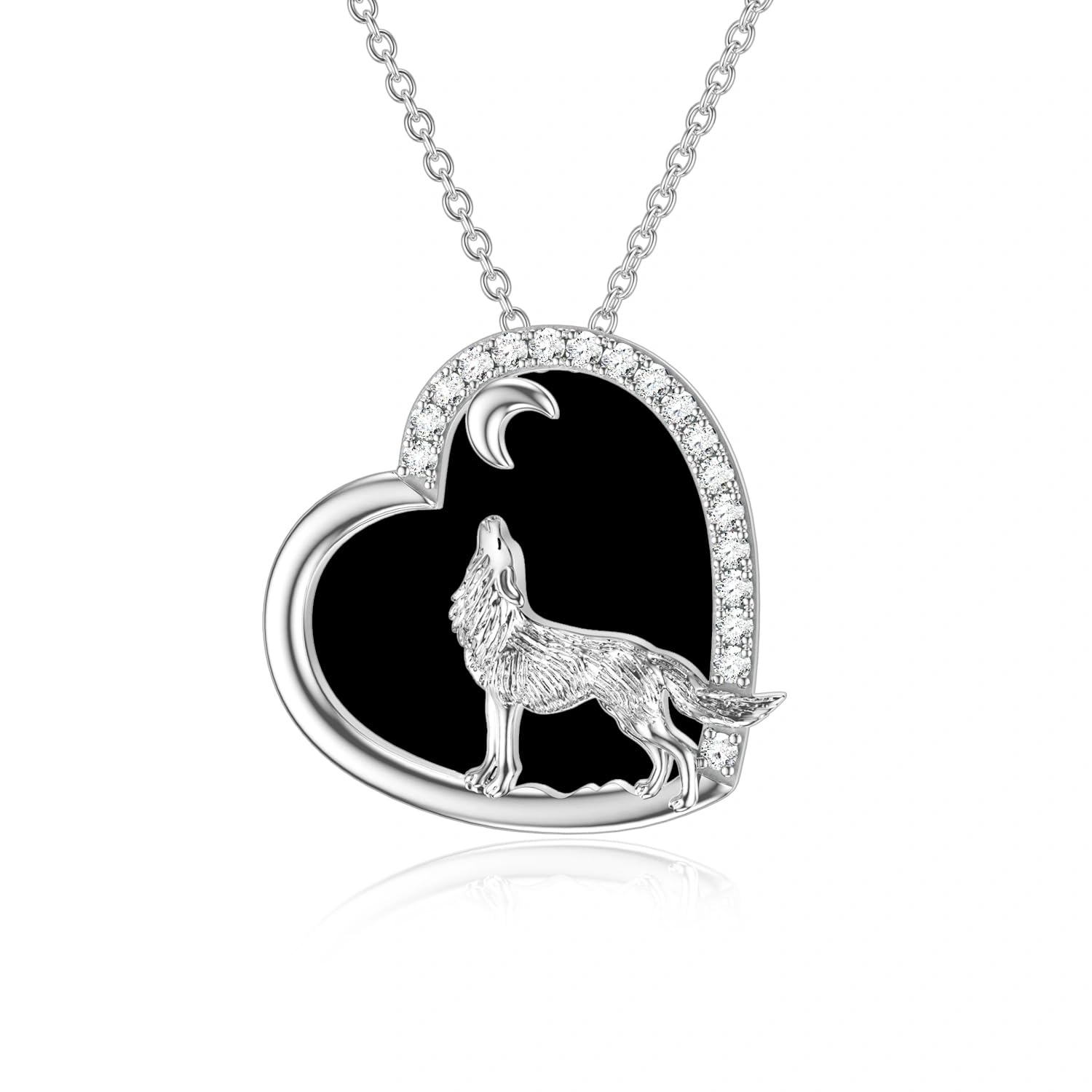 ROMANTICWORK Collier Loup en Argent Sterling Collier Pendentif Loup Cadeaux d'Anniversaire Bijoux de Loup pour Femme Fille