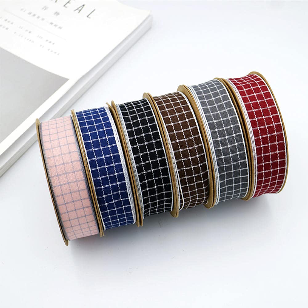 Ribbons For Gift Wrapping Ribbon For Fabric Satin Ribbons 25-Jard Niebieski 25Mm Krata Wstążka Prezent Opakowania Akcesoria Do Włosów Diy Materiały Odzieżowe Akcesoria Grit White Line Wstążka Wstążka