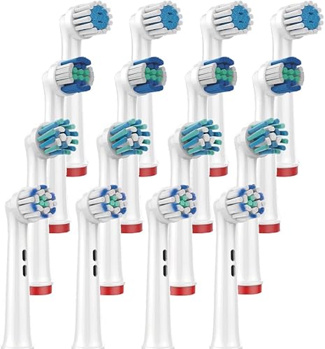RONSIT Cabezales de repuesto compatibles con Oral B Braun, 16 cabezales de cepillo eléctrico profesional surtidos para Oral-B Pro