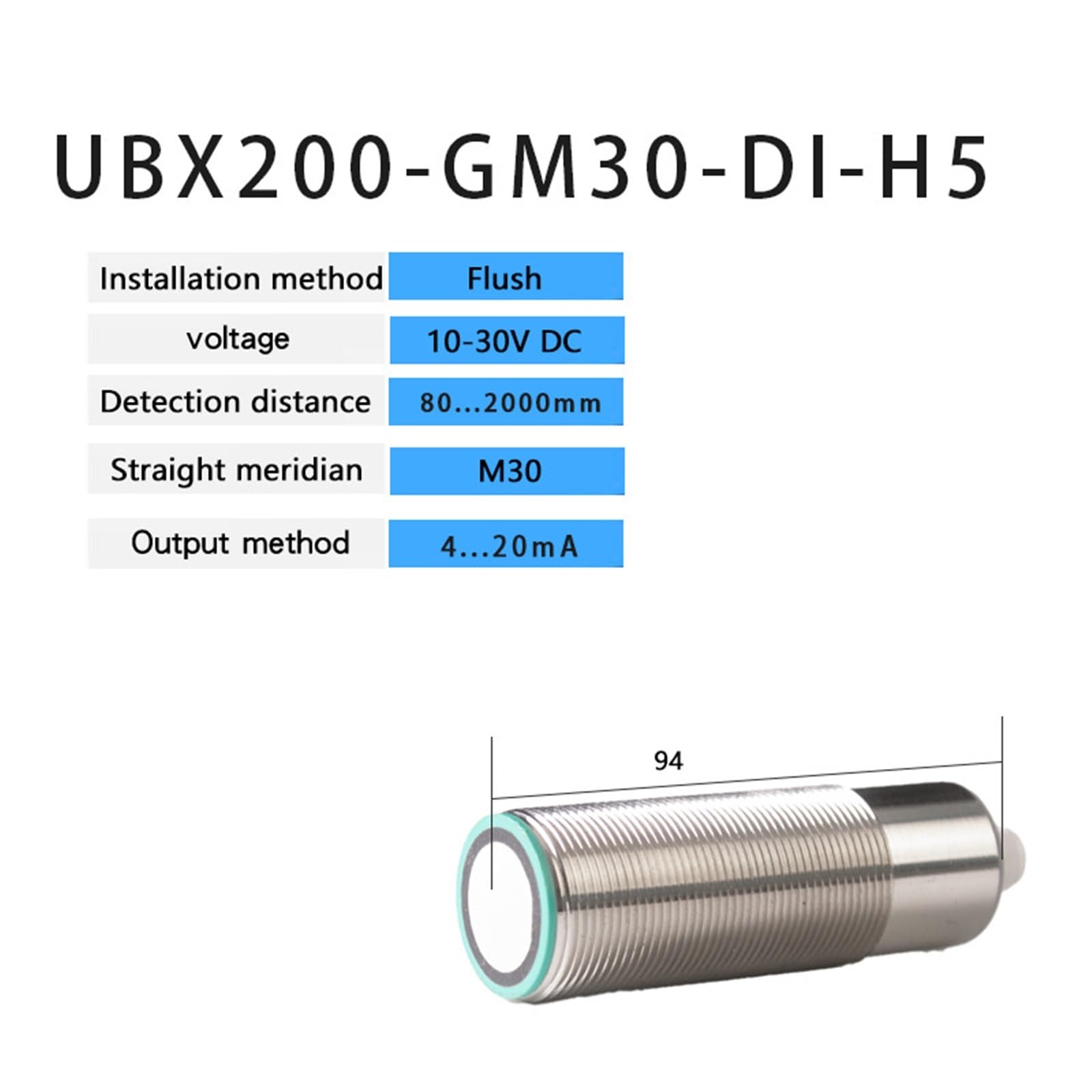 Ultradźwiękowy czujnik wykrywania Sn: 50-2000 mm 10-30 V DC Czujnik zbliżeniowy NPN PNP Flush Ultradźwiękowy czujnik poziomu (żółty)
