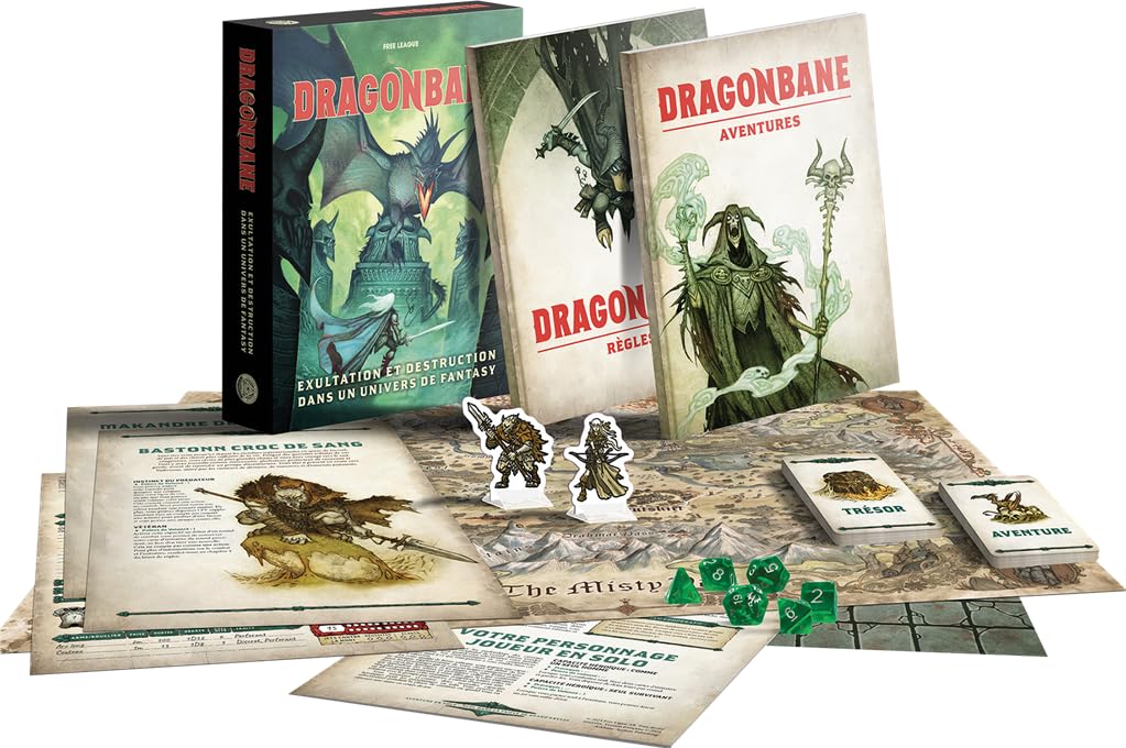 Drakar Och Demoner Dragonbane | Legendarna szwedzka gra fabularna | Pełna wersja francuska, 11 przygód + tryb dla jednego gracza, pełny zestaw ról pod klucz