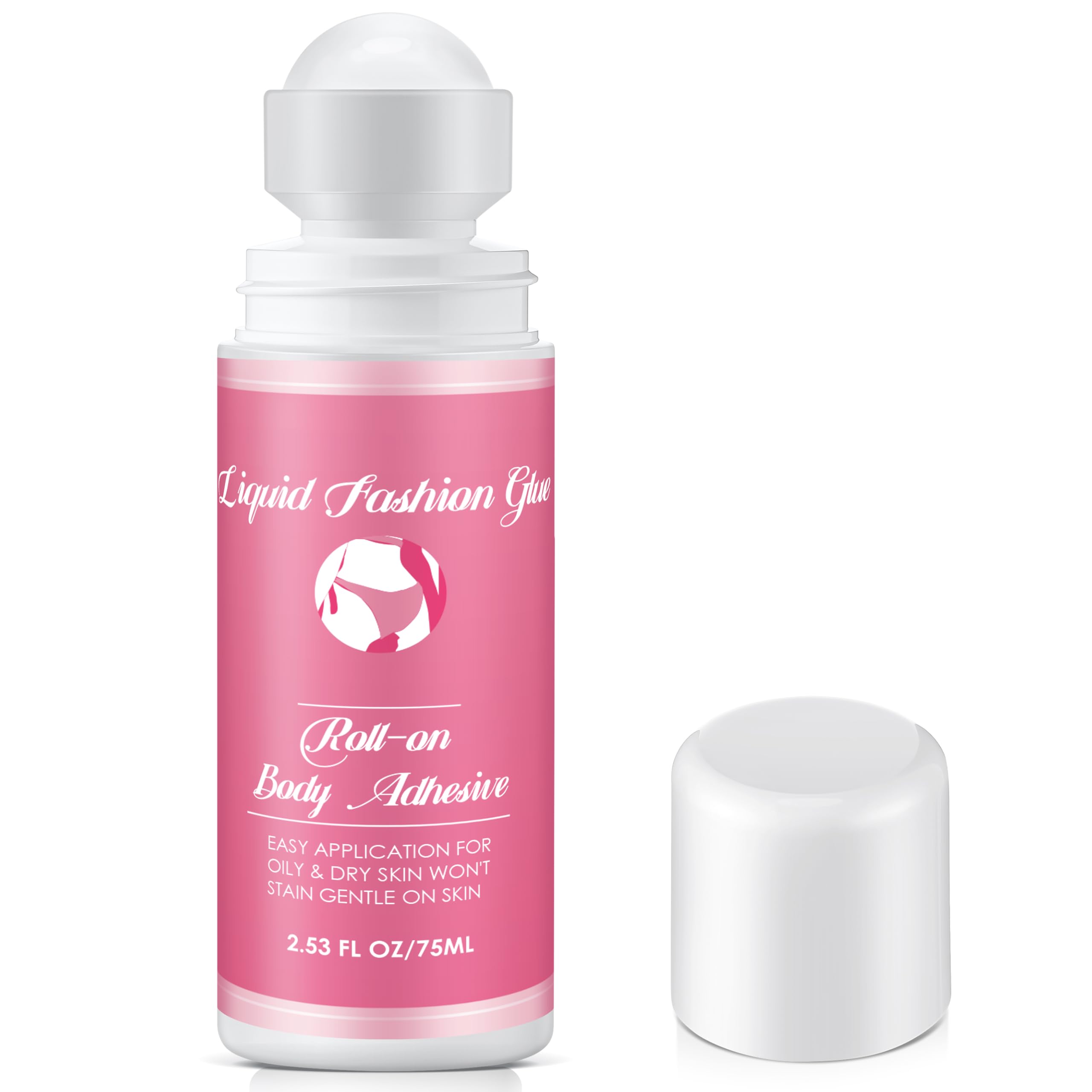 HappyAlley Body Adhesive Roll-On for Skin & Clothing, 2.53 Oz Sweat Resistant Water Wash Off Fashion Body Glue for Dancers, Butt Glue Applicator for