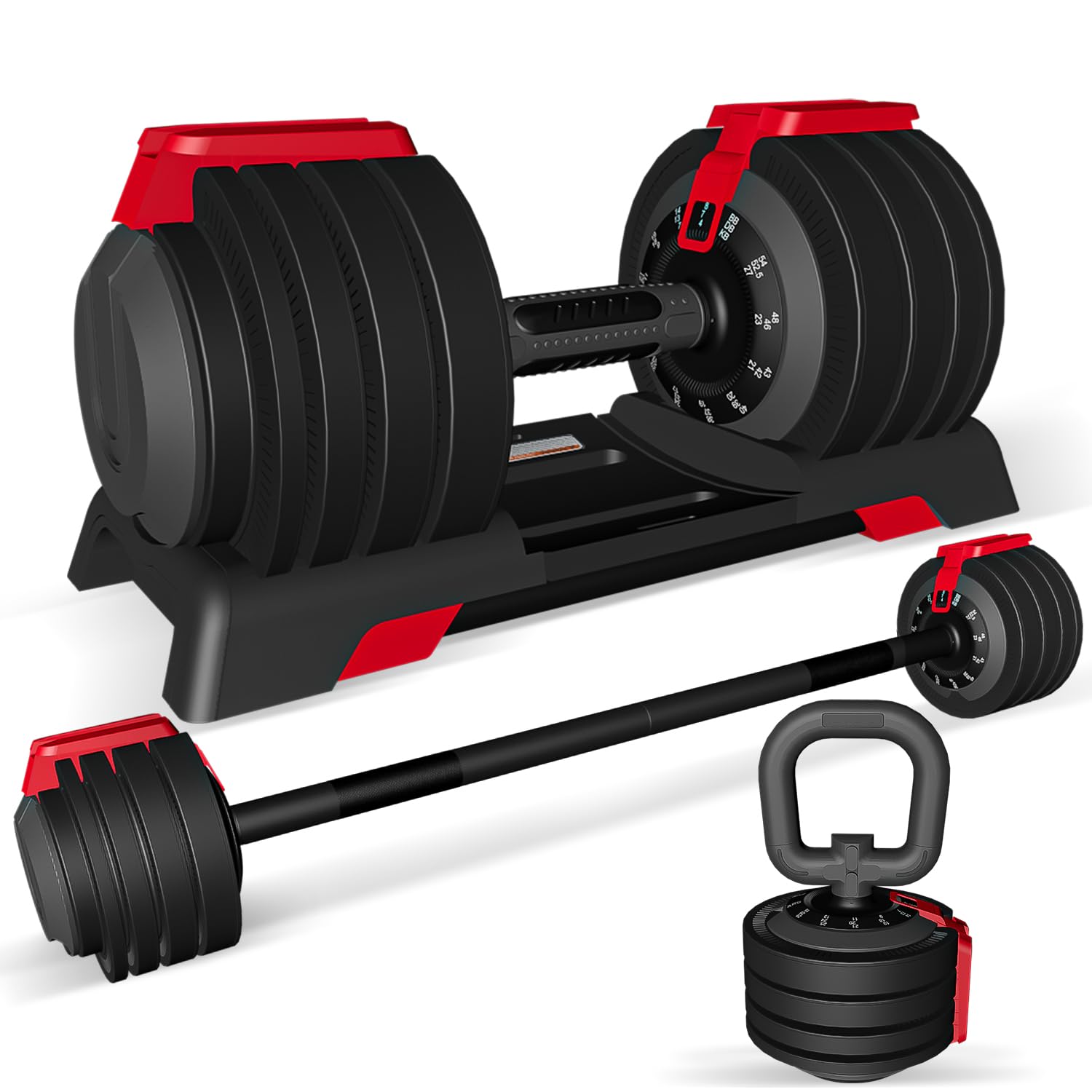 Adjustable Dumbbell 52 5LBS Dumbbell Adjustable Weight 1-Sec Fast Adjust Dumbbells 12 Free Weights with Anti-Slip Metal Handle