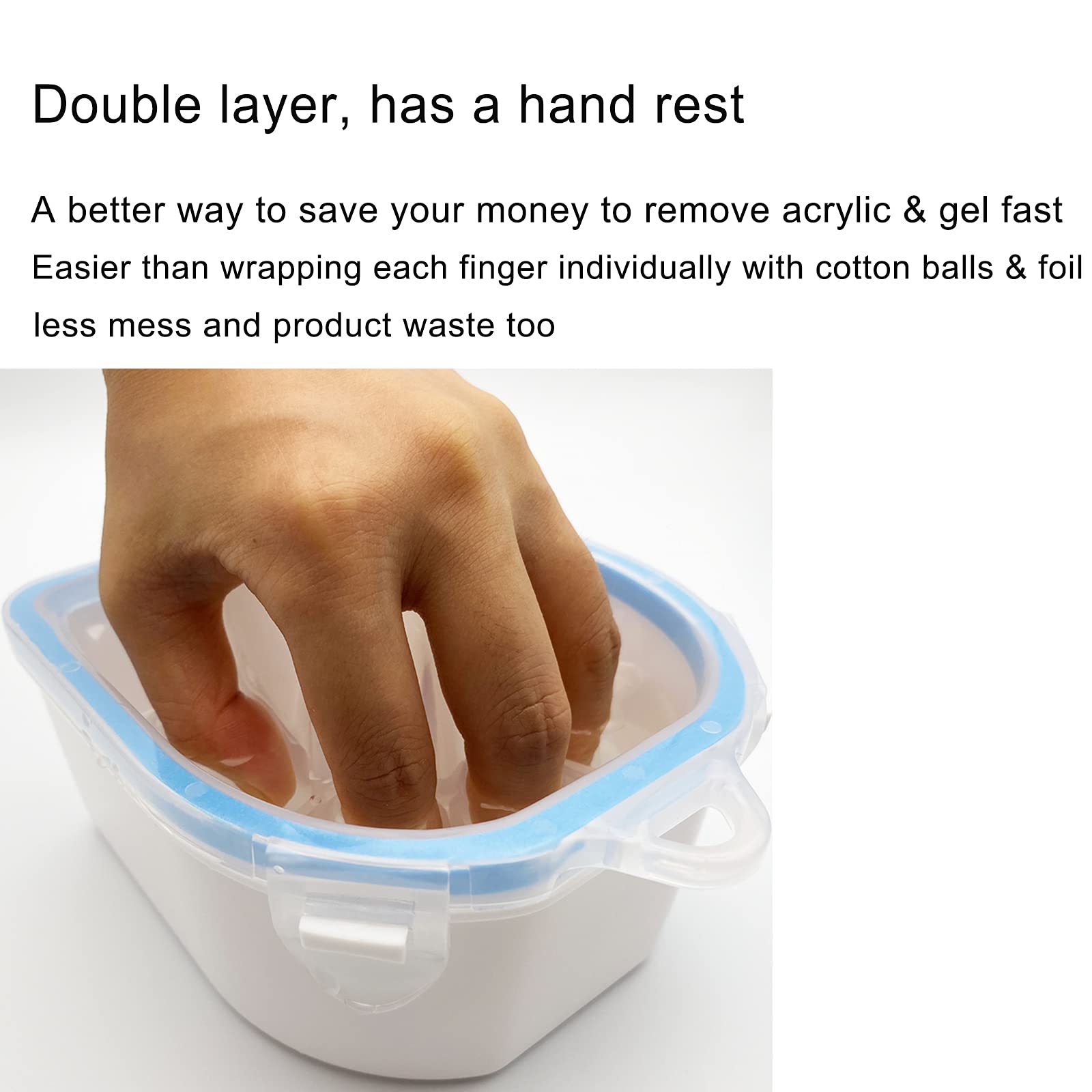 2 x Nagellack-Schalen zum Einweichen von Nägeln, Acetonfest, Soak-Off-Nagellack-Entferner, Soak-Off-Schüsseln für Acrylnägel, Dip-Pulver, Soak-Off-Entferner für Zuhause und Salon.