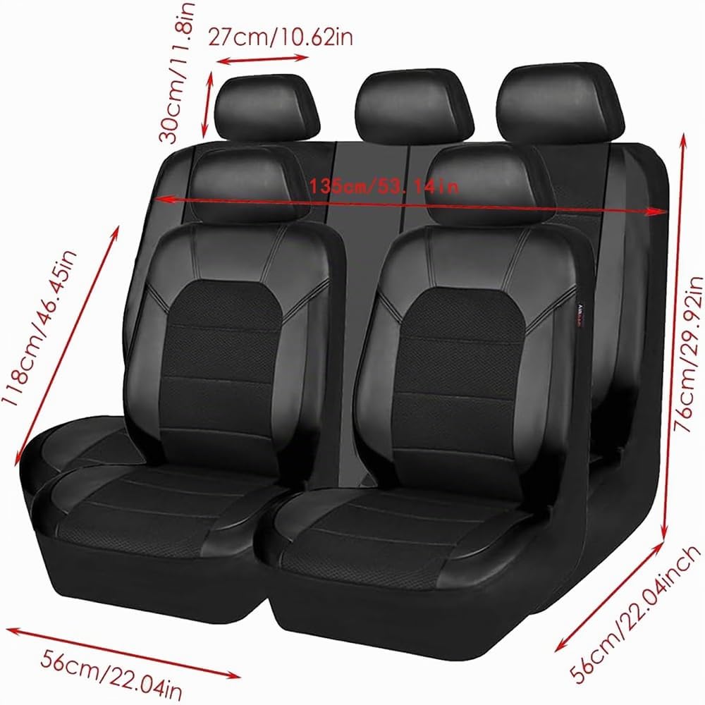 Housse Siege Voiture pour Citroen C5 Aircross 2017-2022 2023 2024 2025, Cuir Couvre Sieges Avant et ArrièRe Étanche Respirant Nonslip Protecteur Siège Interieur Accessoire,A/Black