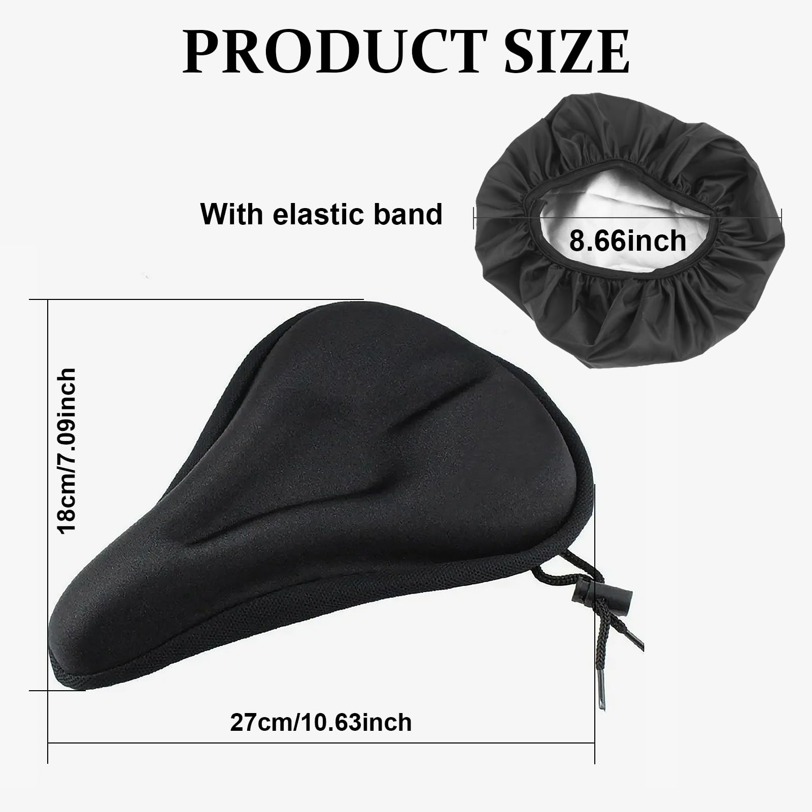 ASIRYVA Black Bike Seat Cushion, Gel Bike Seat Cover with a Bike Waterproof Seat Cover, Extra Soft and Comfortable Bike Seat Cover Waterproof, for Indoor and Outdoor Bike Saddle Covers & Cushions - Image 2