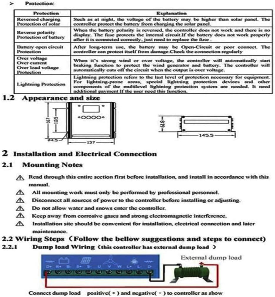 Regolatore di carica ibrido MPPT da 10000 W per energia eolica e solare, 12 V/24 V/48 V, adattivo e automatico, per generatori eolici e pannelli solari.
