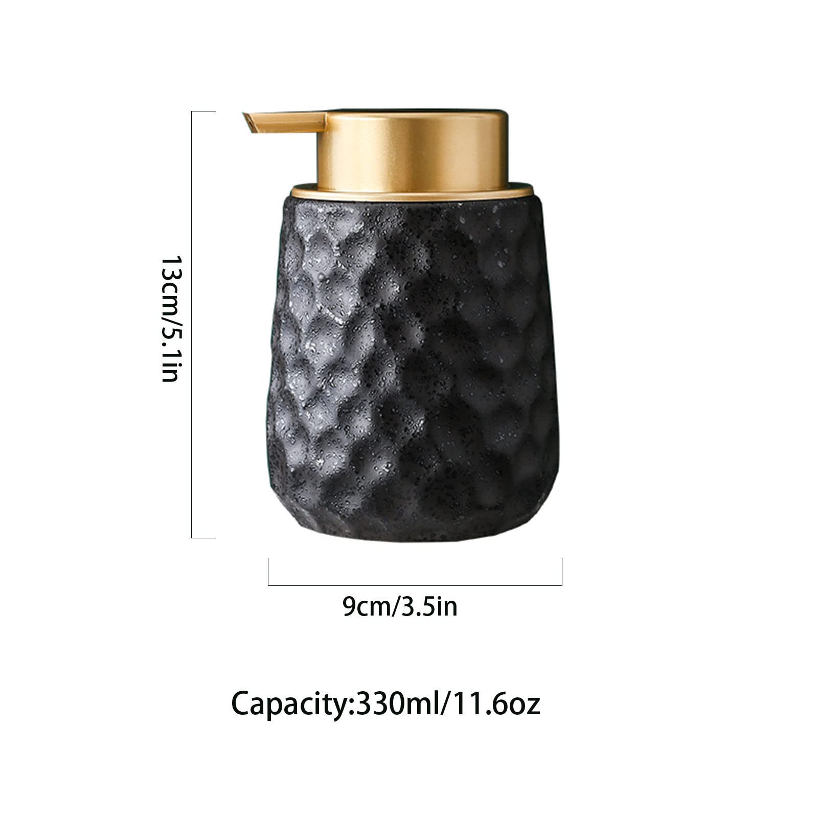 Dozownik mydła, ceramiczny dozownik mydła w piance, 11oz dozownik mydła w pianie ze złotą pompką, kreatywny ręczny dozownik do pianki, do kuchni w łazience-pink-330ml11.6oz (Color : Matte Black)
